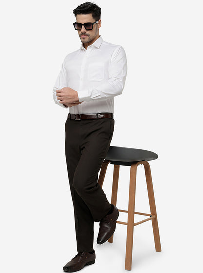 White Solid Slim Fit Formal Shirt | Metal