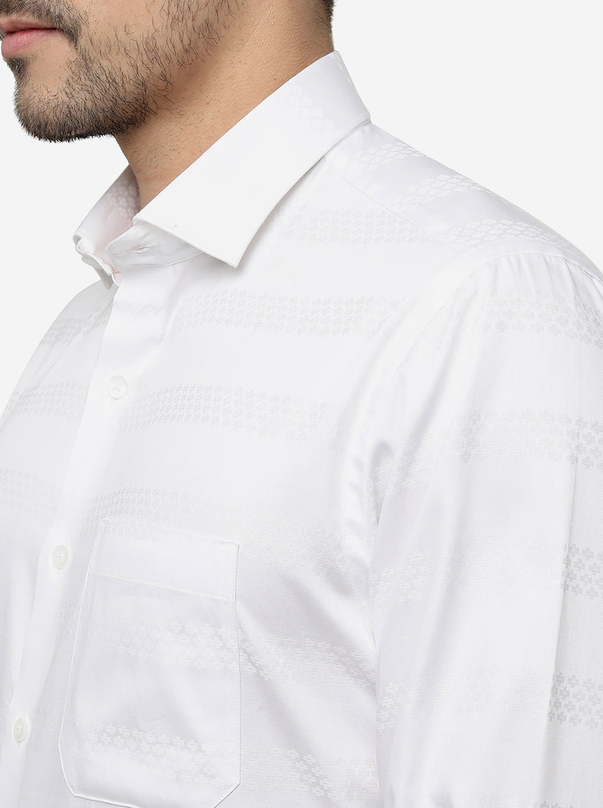 White Solid Slim Fit Formal Shirt | Metal