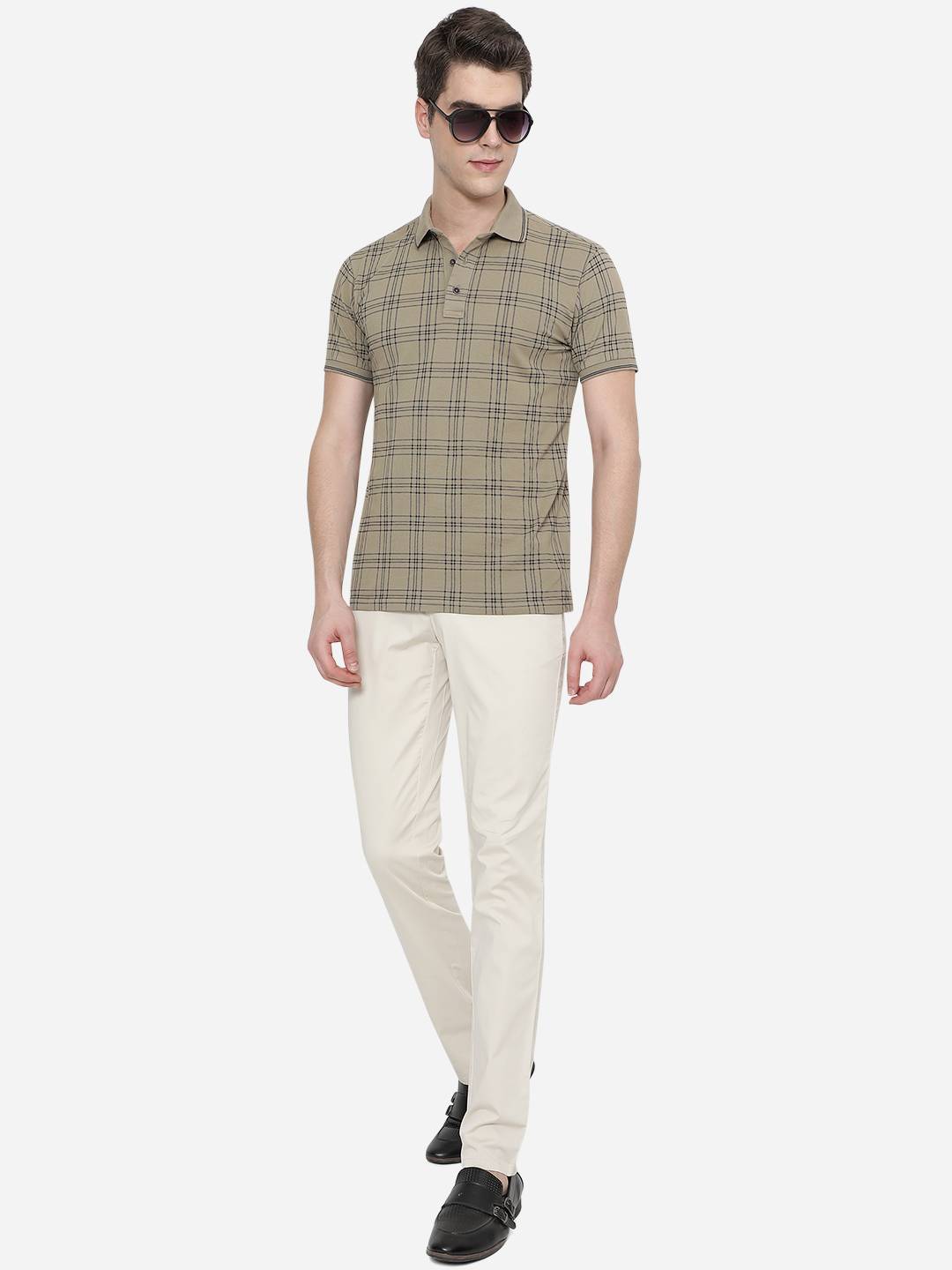 Fawn Solid Uno Fit Casual Trouser | JadeBlue