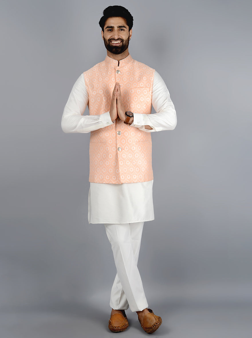 Peach Bandhgala Jacket | Azania