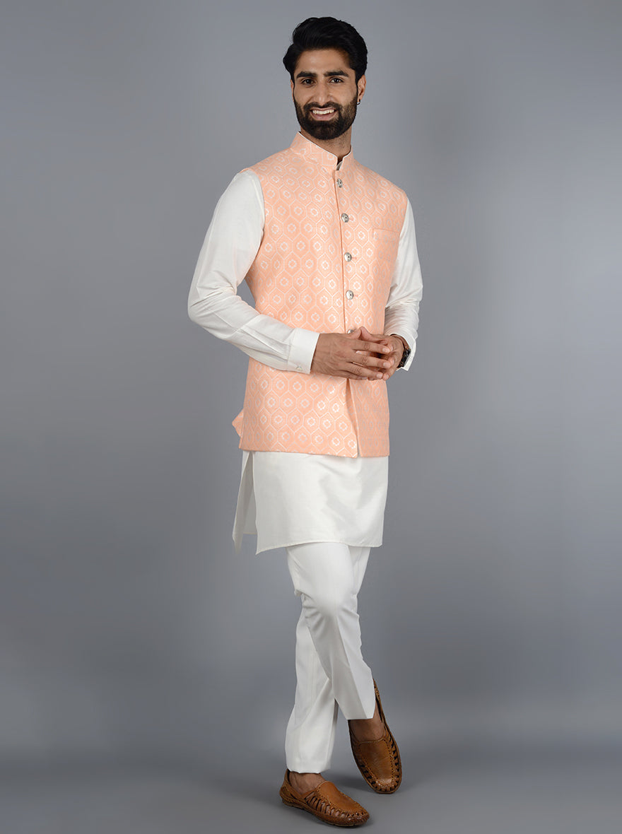 Peach Bandhgala Jacket | Azania