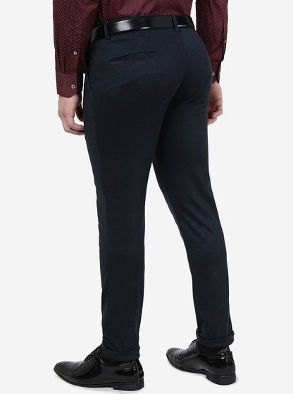 Blue Solid Slim Fit Club Wear Trouser | JB Studio
