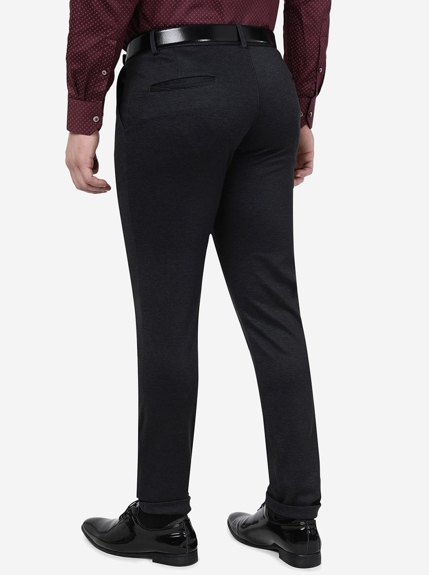 Black Solid Slim Fit Club Wear Trouser | JB Studio
