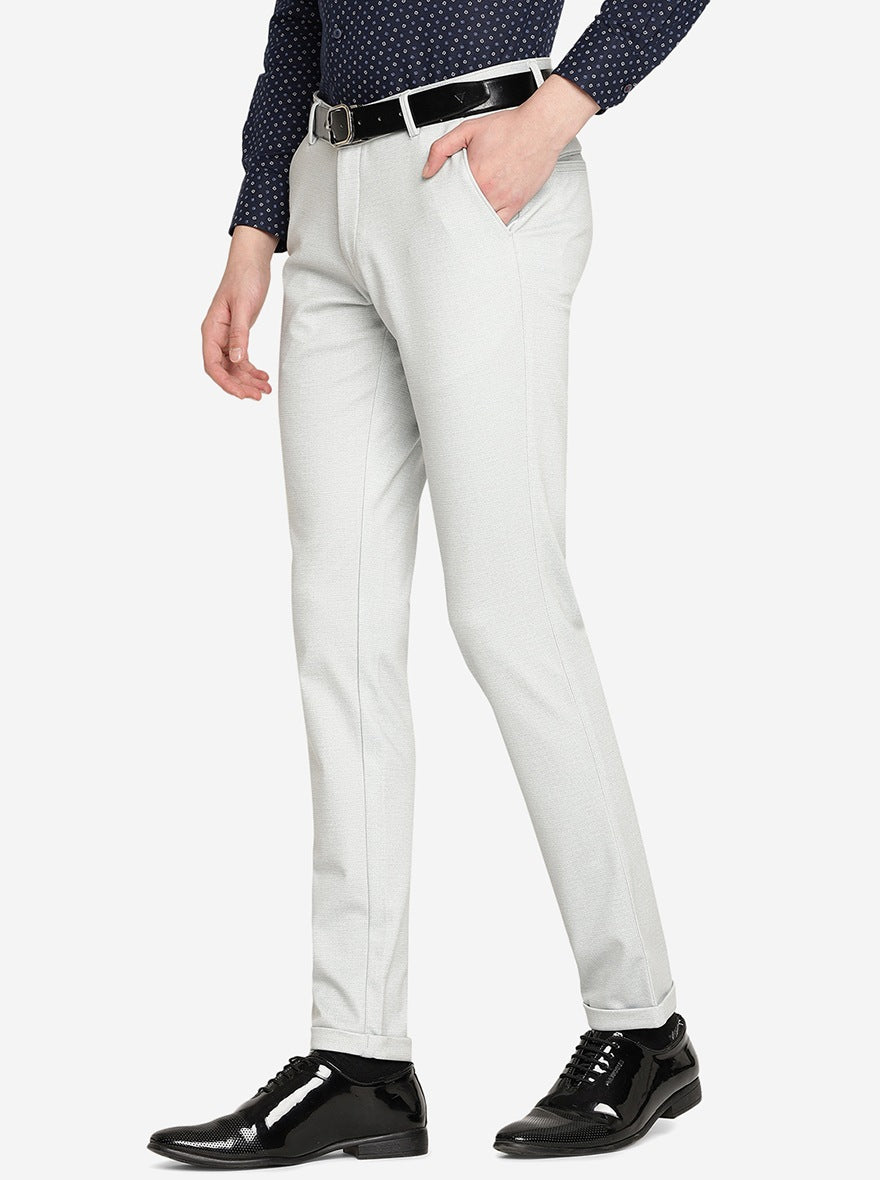 Grey Solid Slim Fit Club Wear Trouser | JB Studio