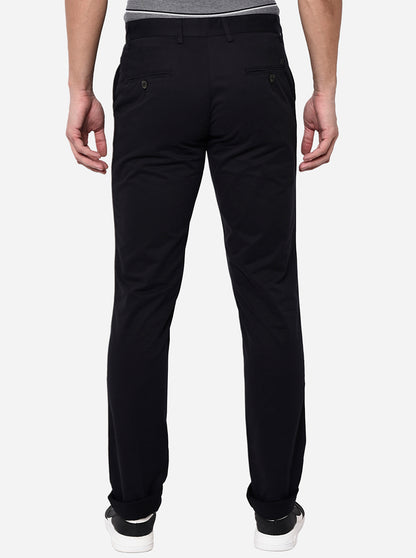 Black Solid Uno Fit Casual Trouser | JadeBlue