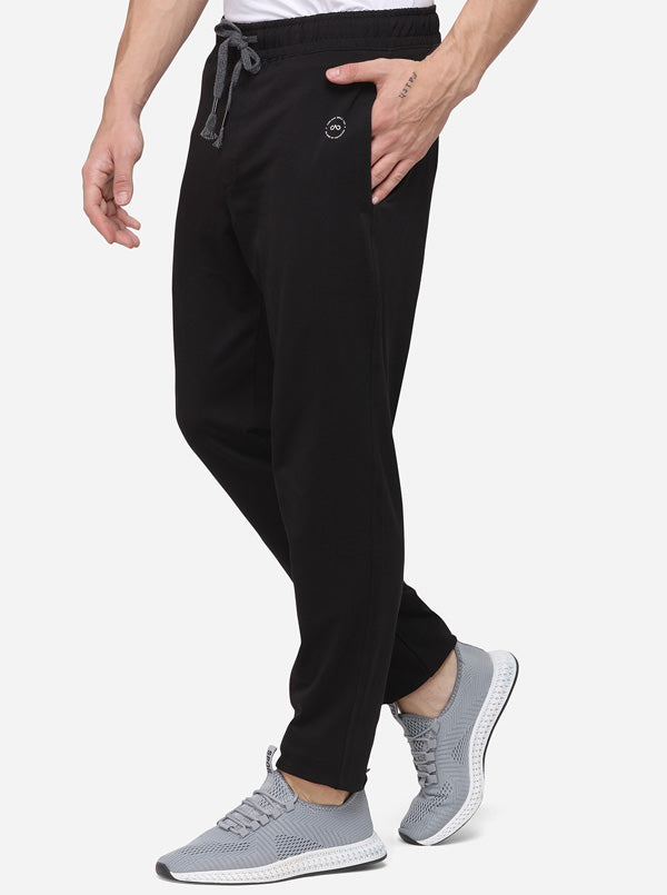 Black Regular Fit Solid Track Pants | JadeBlue