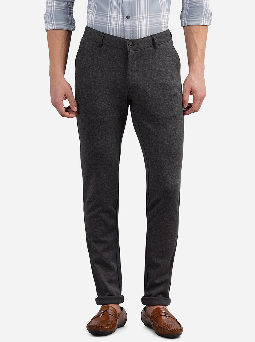 Grenis Black Solid Venice Fit Casual Trouser | JadeBlue