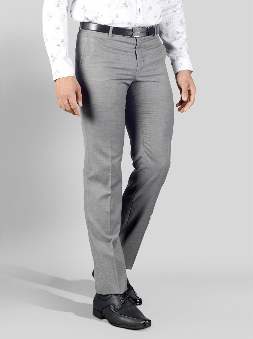 Wholesale Light Grey Wool Blend Modern Fit CTR Stain Resistant Dress Pants  | FHYINC