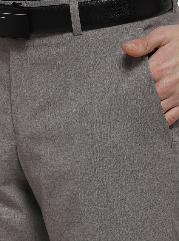 Grey Solid Super Slim Fit Formal Trouser | Greenfibre