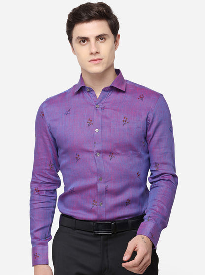 Pink & Blue Printed Regular Fit Formal Shirt | JadeBlue Super Luxe