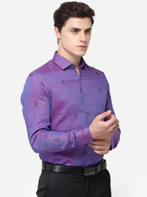 Pink & Blue Printed Regular Fit Formal Shirt | JadeBlue Super Luxe