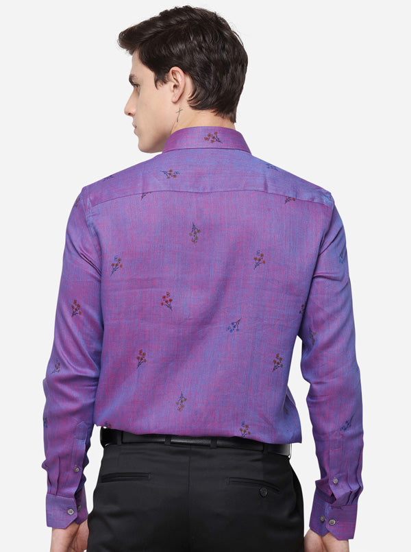 Pink & Blue Printed Regular Fit Formal Shirt | JadeBlue Super Luxe
