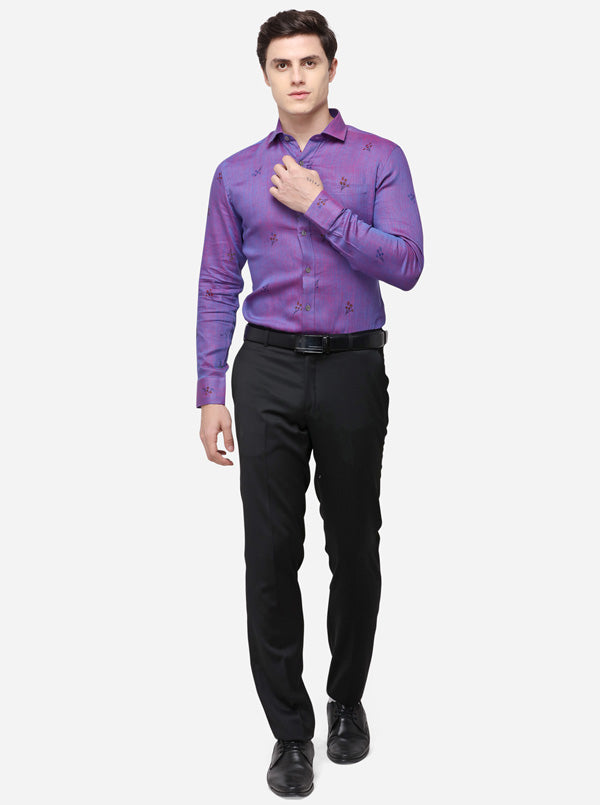 Pink & Blue Printed Regular Fit Formal Shirt | JadeBlue Super Luxe