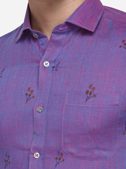 Pink & Blue Printed Regular Fit Formal Shirt | JadeBlue Super Luxe