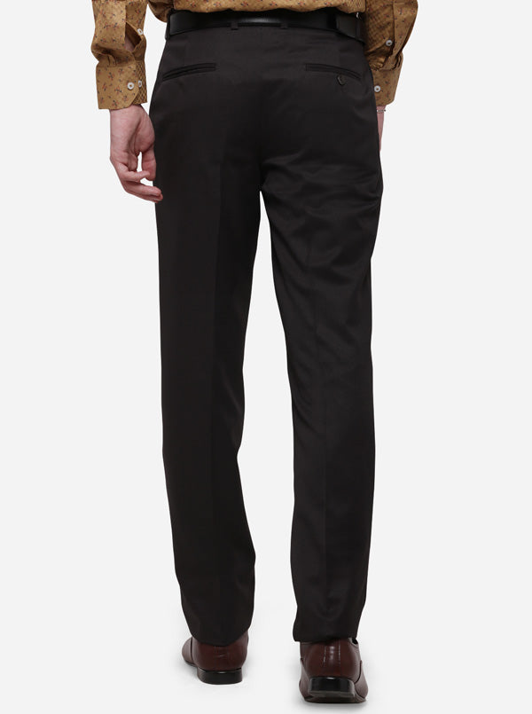 Brown Solid Classic Fit Formal Trouser | Greenfibre