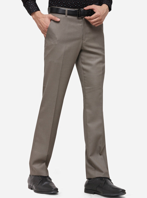 Grey Classic Fit Solid Formal Trouser | Greenfibre