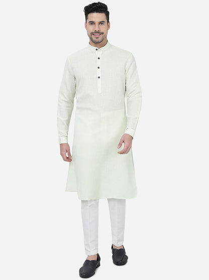 Lime Green Solid Regular Fit Modi Kurta | JadeBlue