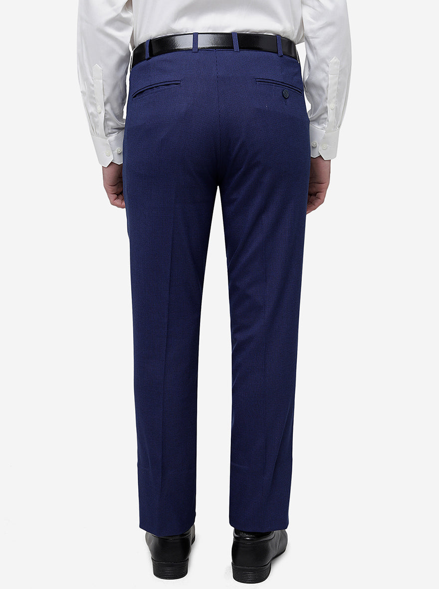 Royal Blue Solid Slim Fit Formal Trouser | Metal