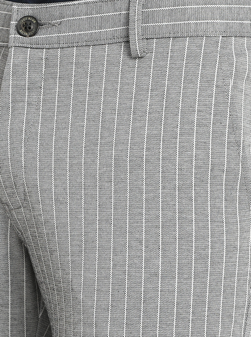 Grey Striped Venice Fit Casual Trouser | JadeBlue