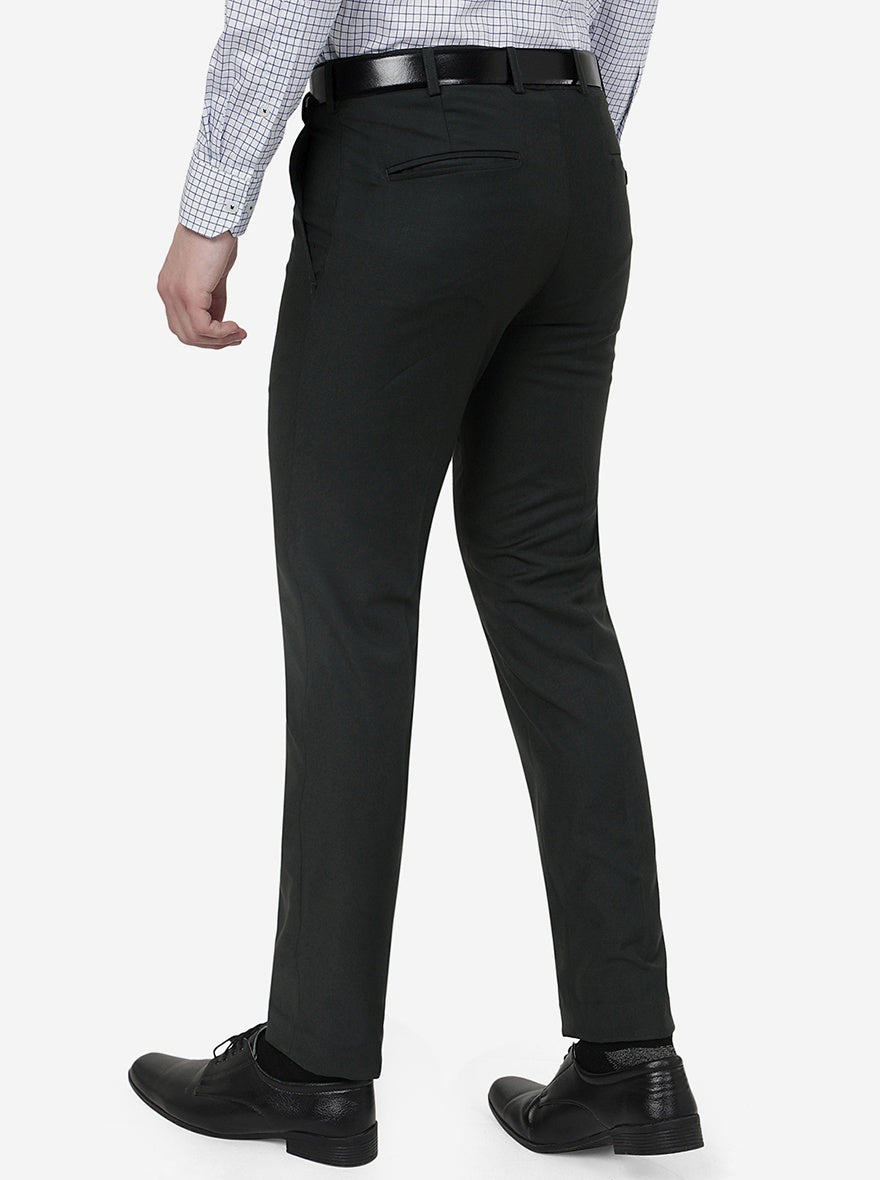 Green Solid Slim Fit Formal Trouser | Metal