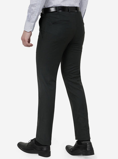 Green Solid Slim Fit Formal Trouser | Metal