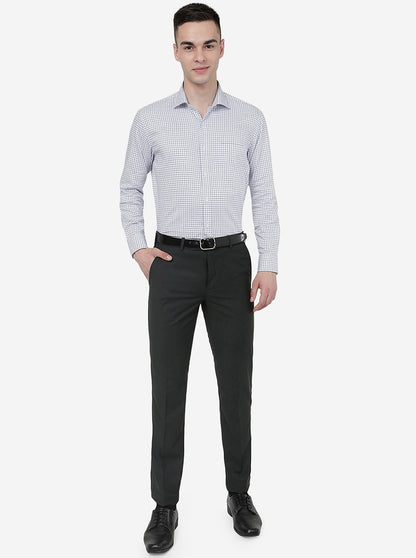 Green Solid Slim Fit Formal Trouser | Metal