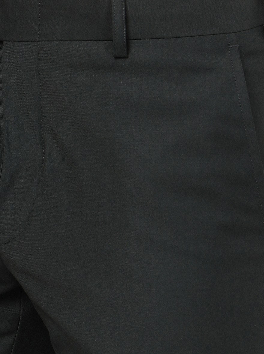 Green Solid Slim Fit Formal Trouser | Metal