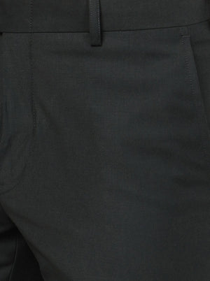 Green Solid Slim Fit Formal Trouser | Metal