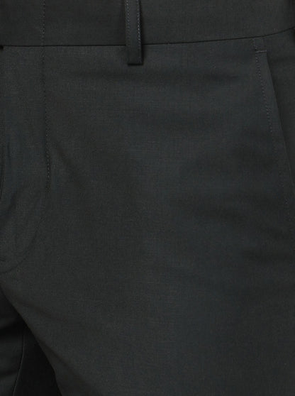 Green Solid Slim Fit Formal Trouser | Metal