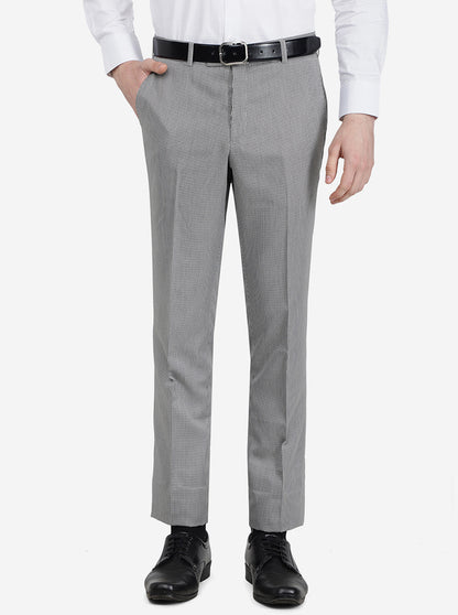 Grey Checked Slim Fit Formal Trouser | Metal