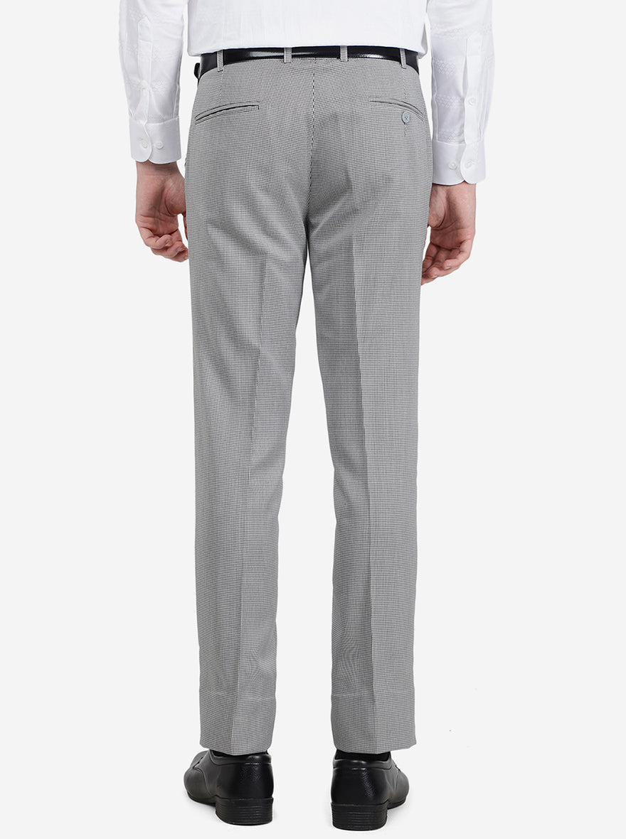 Grey Checked Slim Fit Formal Trouser | Metal