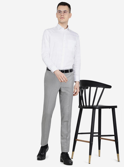 Grey Checked Slim Fit Formal Trouser | Metal
