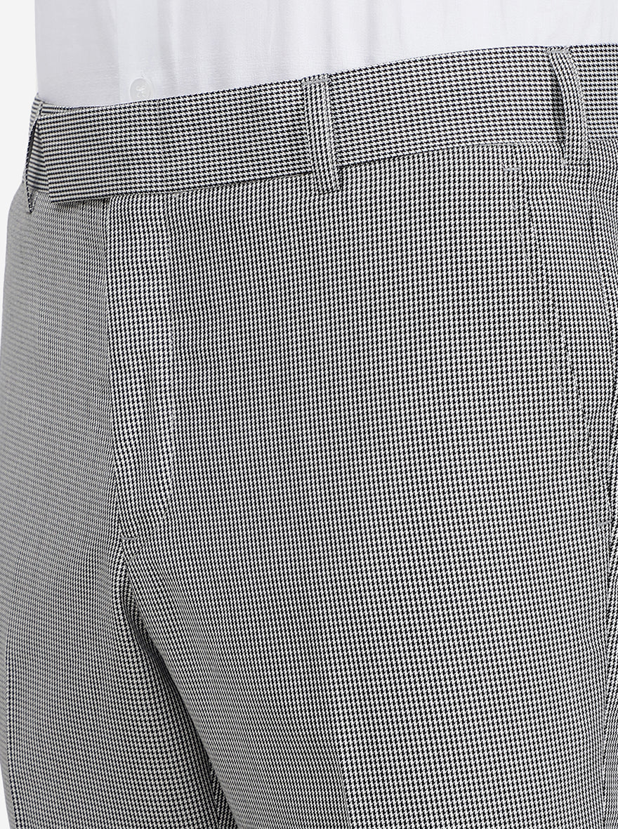 Grey Checked Slim Fit Formal Trouser | Metal