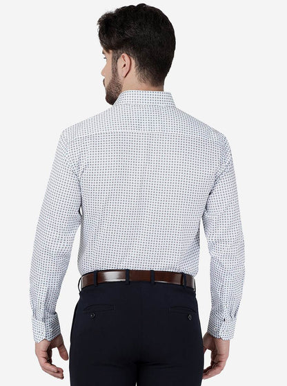 White Printed Slim Fit Formal Shirt | JadeBlue