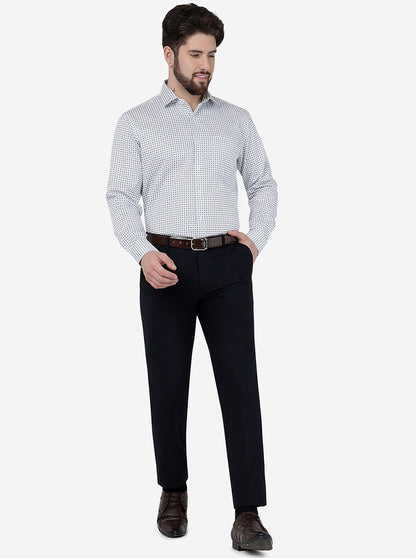 White Printed Slim Fit Formal Shirt | JadeBlue