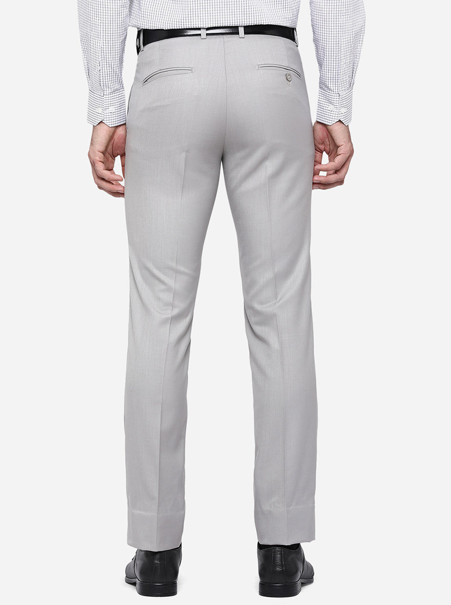 Ansh Grey Solid Slim Fit Formal Trouser | Greenfibre