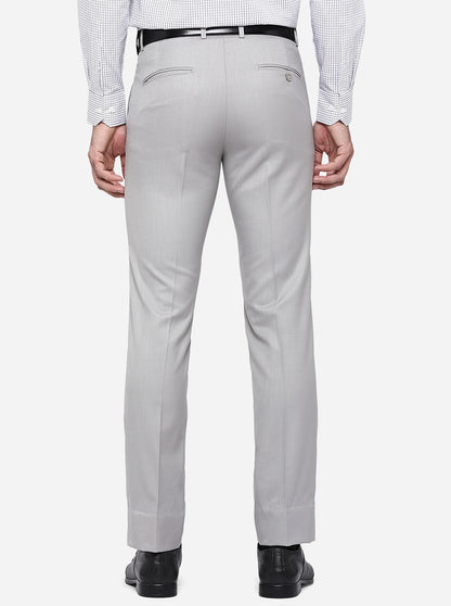 Ansh Grey Solid Slim Fit Formal Trouser | Greenfibre