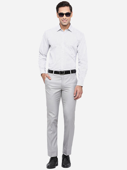 Ansh Grey Solid Slim Fit Formal Trouser | Greenfibre