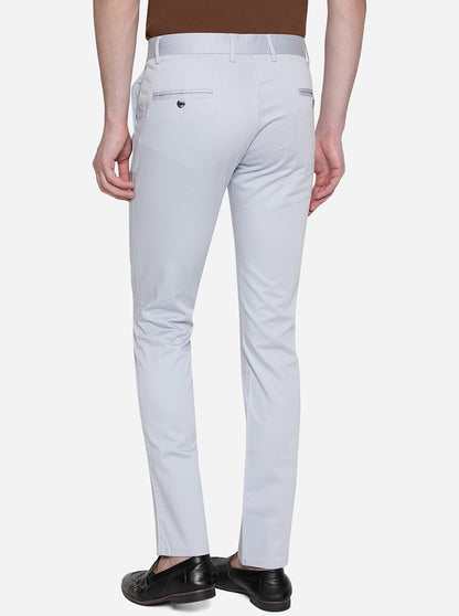 Light Blue Solid Super Slim Fit Casual Trouser | Greenfibre