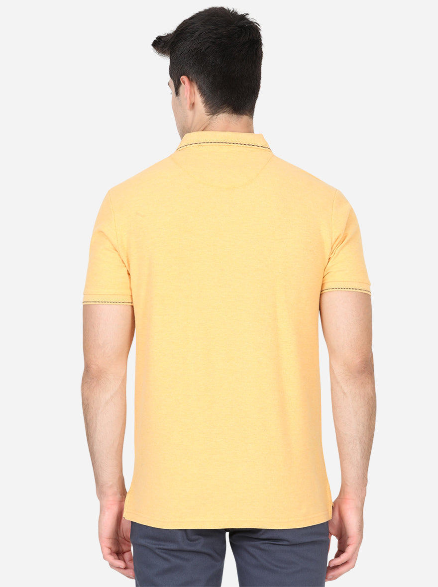 Yellow Solid Slim Fit Polo T-Shirt | JadeBlue