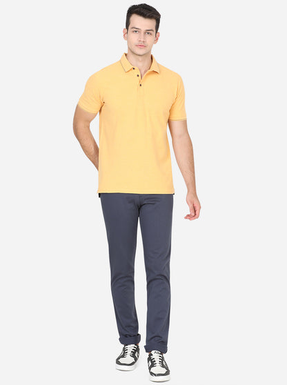 Yellow Solid Slim Fit Polo T-Shirt | JadeBlue