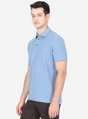 Moonlight Blue Solid Slim Fit Polo T-Shirt | JadeBlue