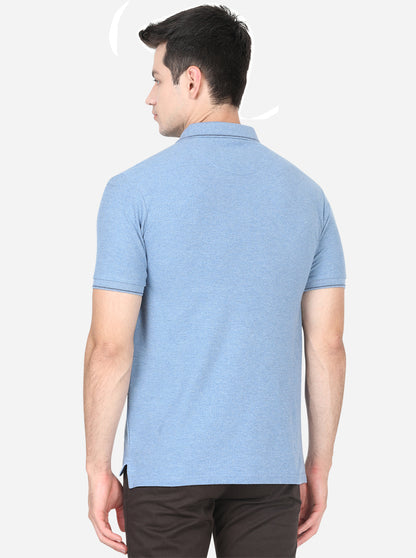 Moonlight Blue Solid Slim Fit Polo T-Shirt | JadeBlue