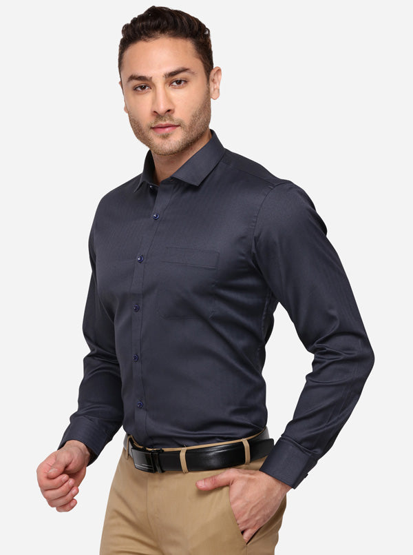 Grey Striped Slim Fit Party Wear Shirt | Greenfibre