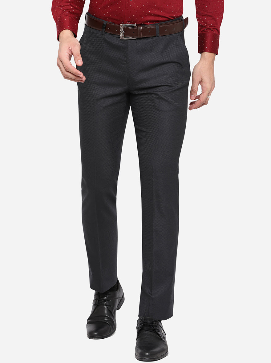 Blue Solid Slim Fit Formal Trouser | JB Studio