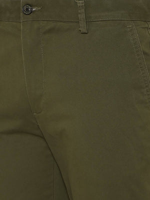 Light Olive Solid Uno Fit Casual Trouser | JadeBlue