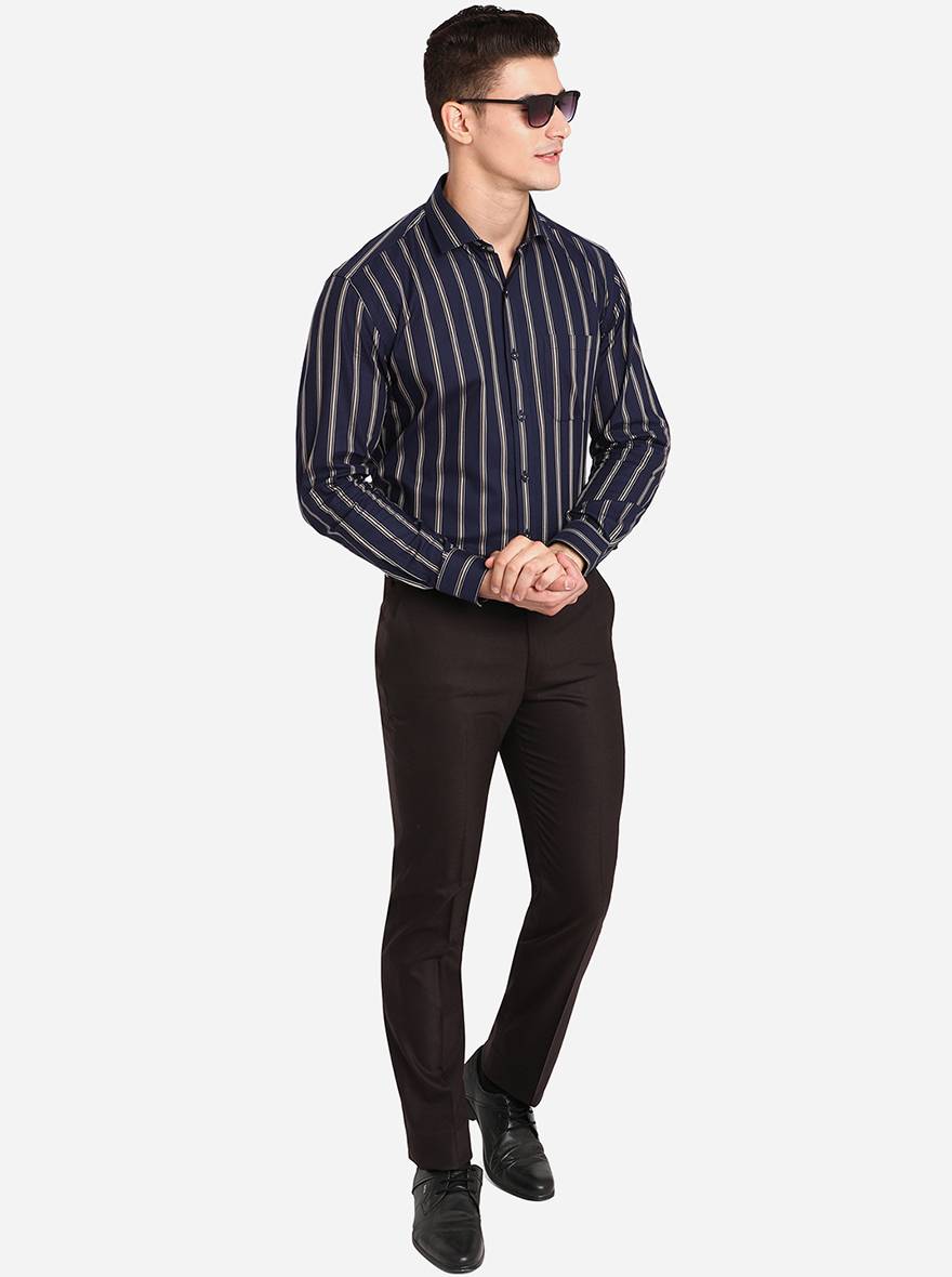 Brown Solid Slim Fit Formal Trouser | JB Studio