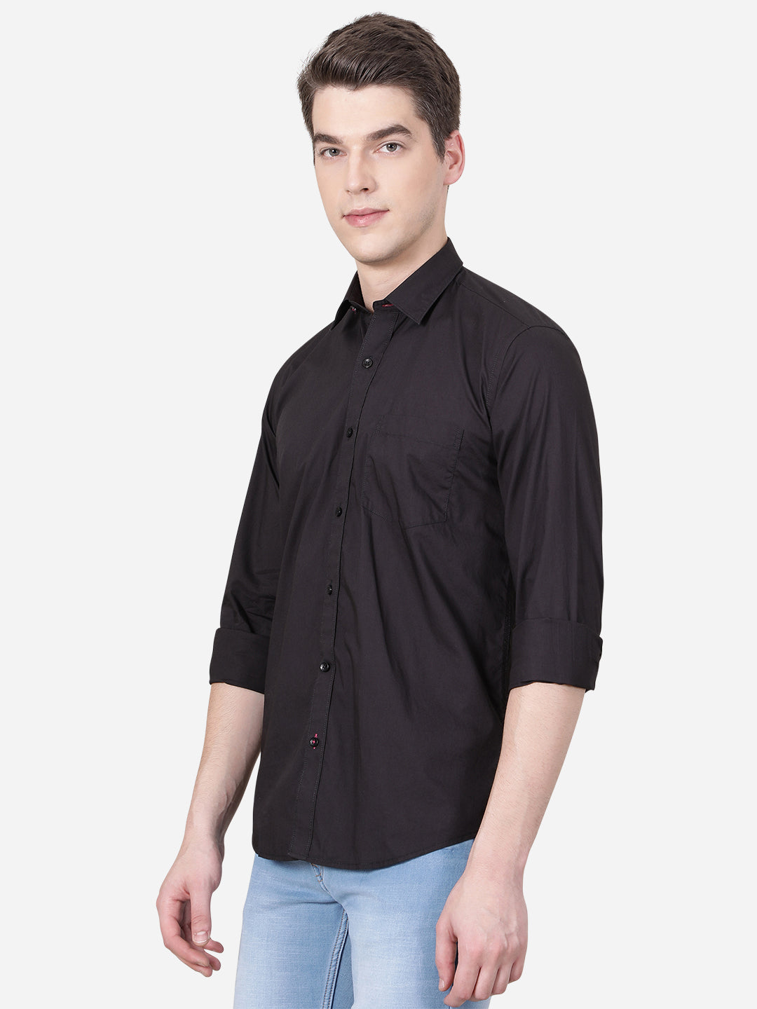 Black Solid Slim Fit Casual Shirt | JadeBlue