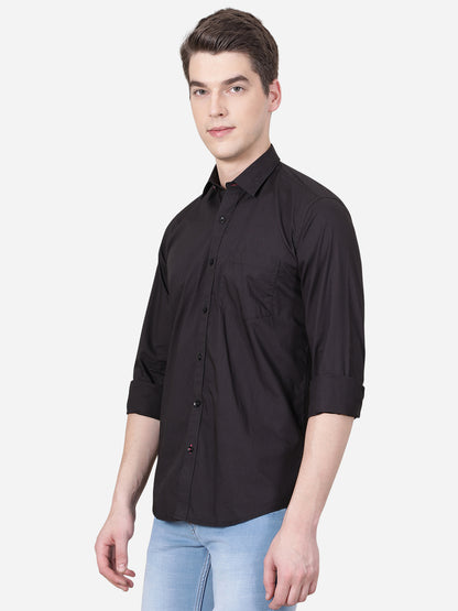 Black Solid Slim Fit Casual Shirt | JadeBlue