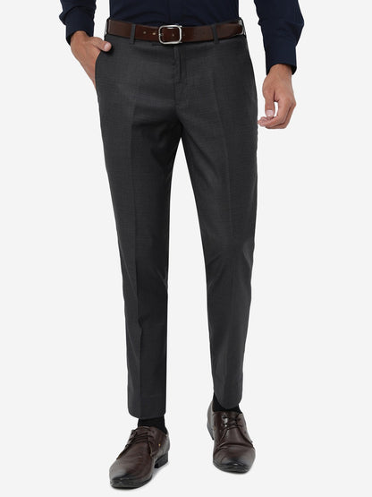 Grey Solid Super Slim Fit Formal Trouser | JadeBlue Youth